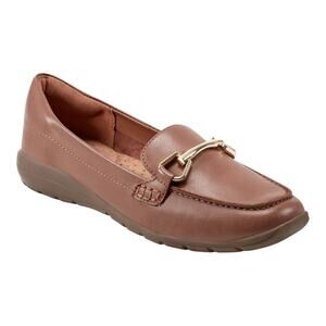 Easy Spirit Women's Amalie eFlex Leather Slip On Loafers Cognac Size 9
